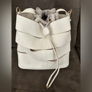White Cut Out Bucket Bag (with call-outs— color transfer)